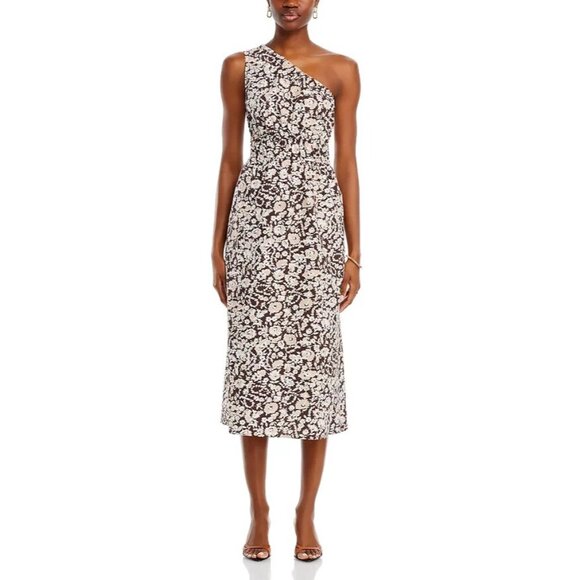 Rails Selani Dress Women's Size L Brown Russet Floral Asymmetric One Shoulder - Picture 7 of 7